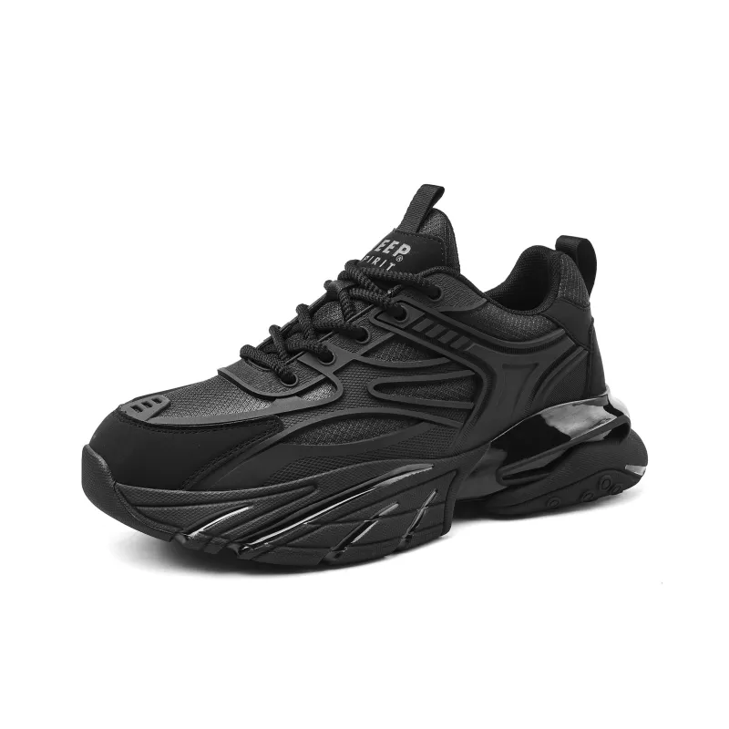 JEEP SPIRIT Anti-Slip And Wear-Resistant Lightweight Height Increasing Low-Top Chunky Sneakers Men's Graphite Silver-9
