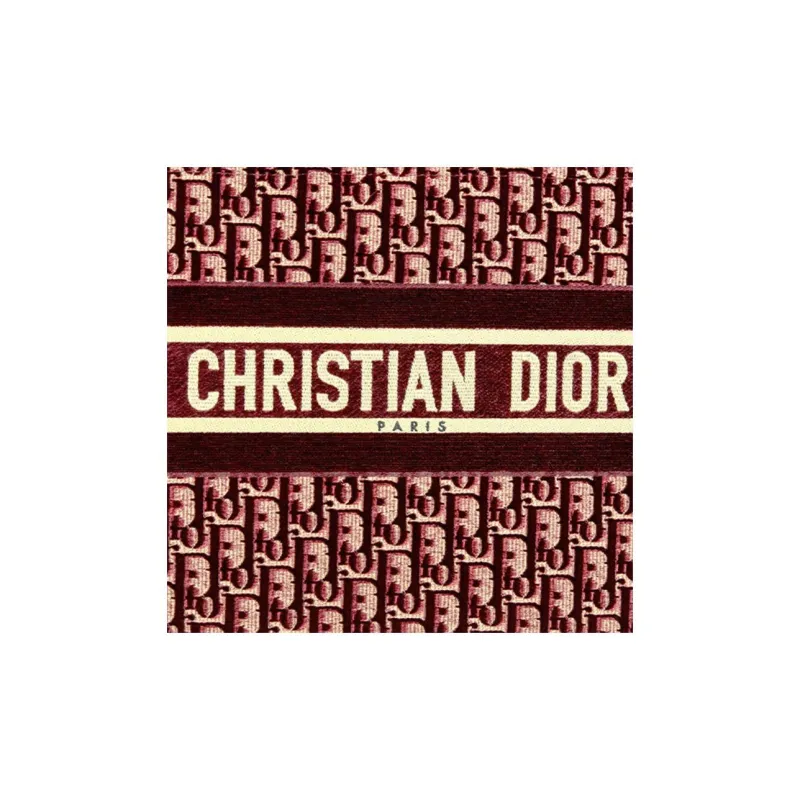DIOR BookTote Slanted Embroidered Velvet Handbag Small Size Women's Burgundy-3