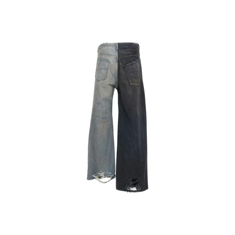 Balenciaga FW24 Fifty-Fifty Drawstring Waist  Asymmetric Leg Length Jeans-1