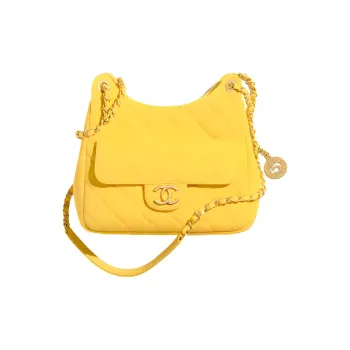 CHANEL HOBO Tmall Genie Wool Jersey Knitted Fabric Hobo Bag Crossbody Bag Shoulder Bag Women's Yellow