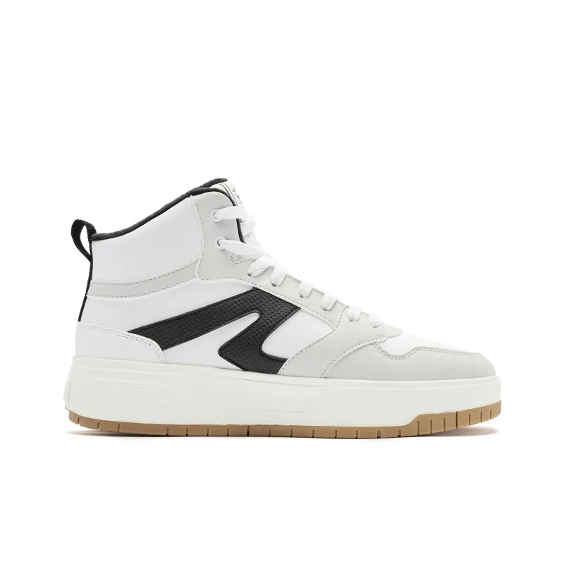 QIAODAN Skateboard Shoes Men High Top Light Gray/Jordan White-1