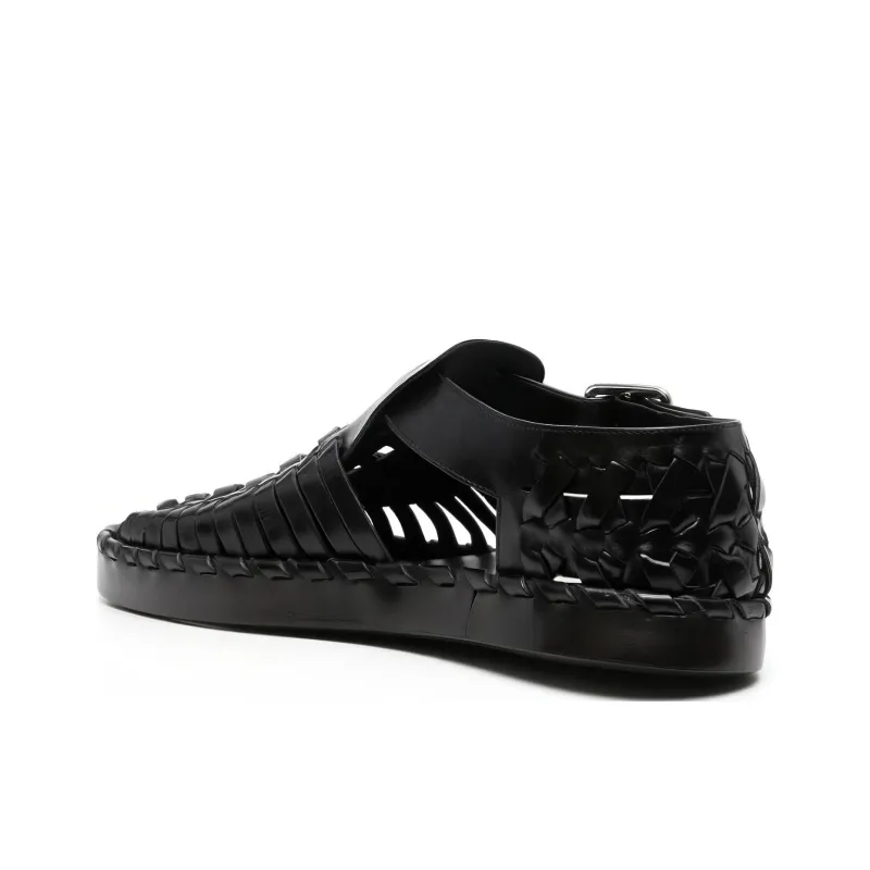 JIL SANDER Woven Leather Flat Sandals-3