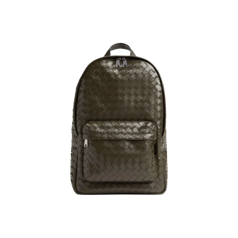 Bottega Veneta Intrecciato Calfskin Backpack Medium Size Men's Khaki-0
