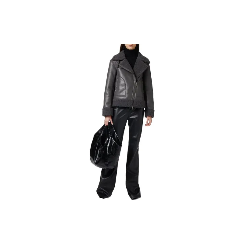 Iceberg Leather Jacket Women's Dark Gray-1