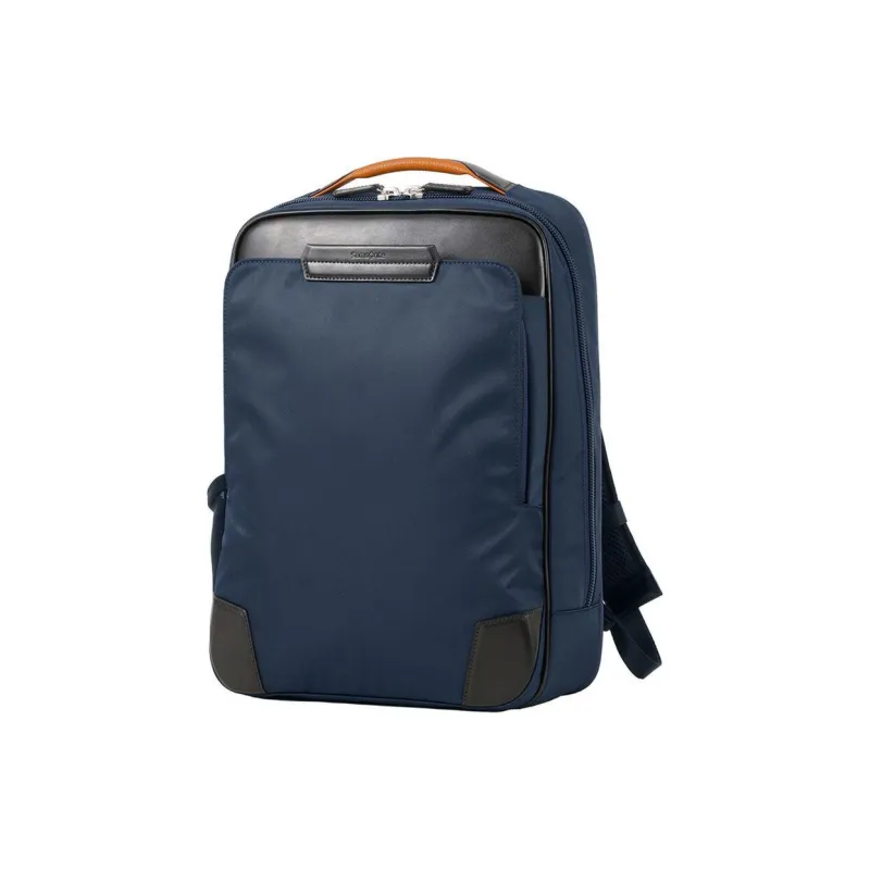 SAMSONITE Recycled Polyester Backpack Medium Size Unisex Marine Blue With Orange Accents-1