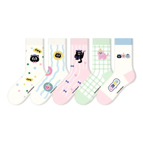 COTTON CHEESE Mid Calf Socks Women's 5 Pack