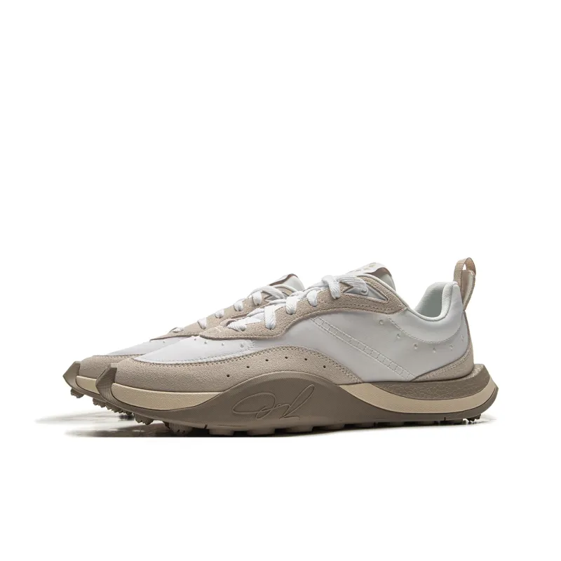 LiNing Cushioned Anti Slip Wear Resistant Breathable Lightweight Low Top Basketball Shoes Men's White Brown-2
