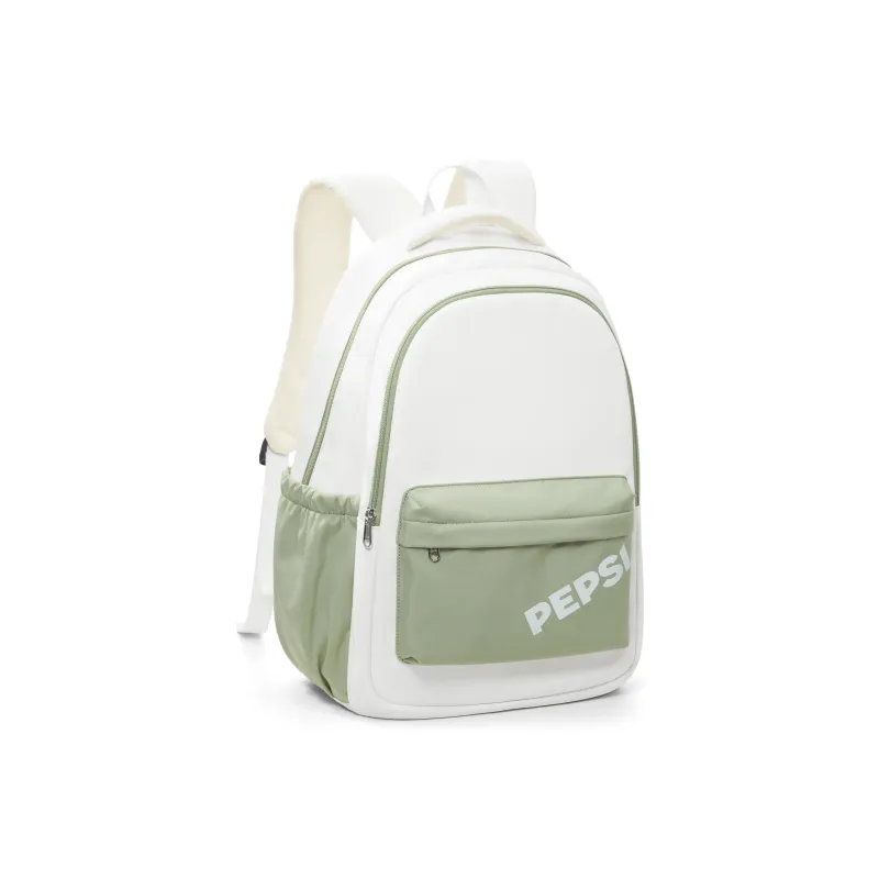 Pepsi Fabric Backpack Laptop Bag Backpack Regular Unisex White Green/Black-2