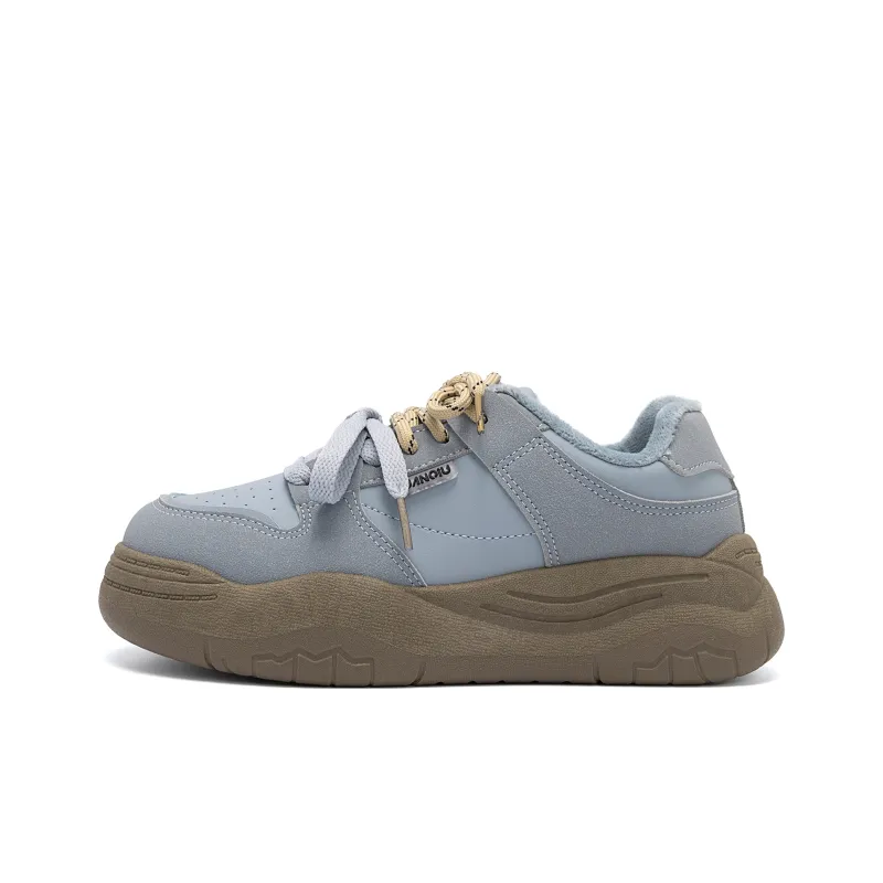 HUANQIU Height Increasing Thermal Low Top Skateboard Shoes Women's Blue-0
