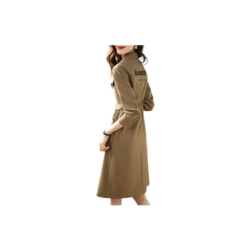 Mo Han Yi Mei Long Sleeved Dresses Women's Khaki Green-1