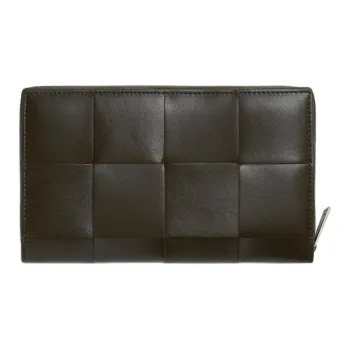 Bottega Veneta CASSETTE Calfskin Wallet Men's Khaki & Light Cream Candy