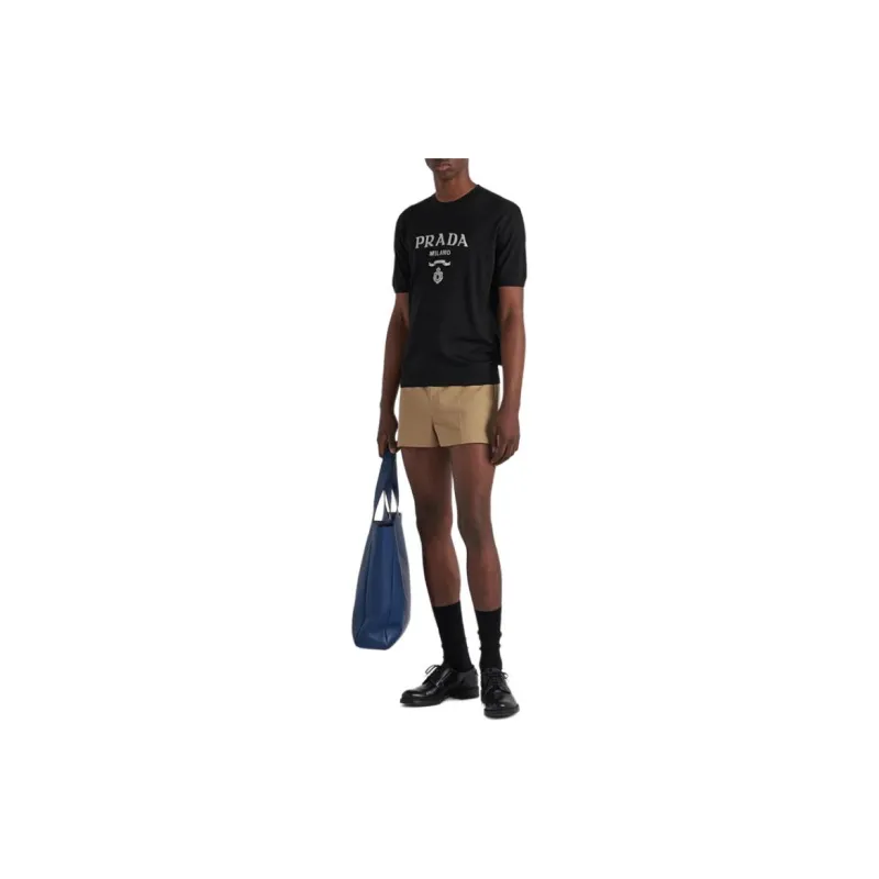 PRADA Superfine Wool Short Sleeve Crewneck Sweater-1