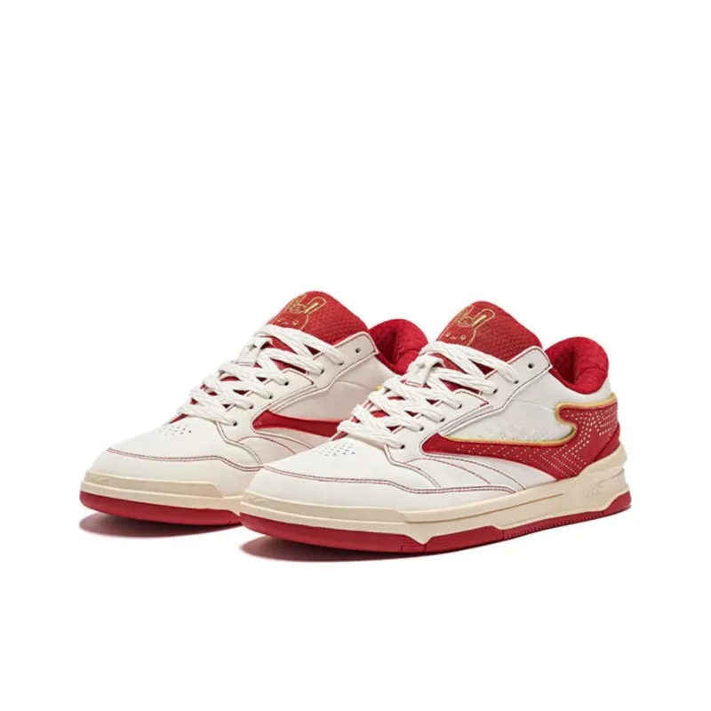 Erke No. 3 Single Non slip Lightweight Low Top Skateboard Shoes Men's Microcrystal White/Large Red-2