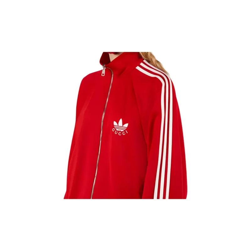 GUCCI X Adidas Cotton Jersey Zip Jacket Bright Red-3