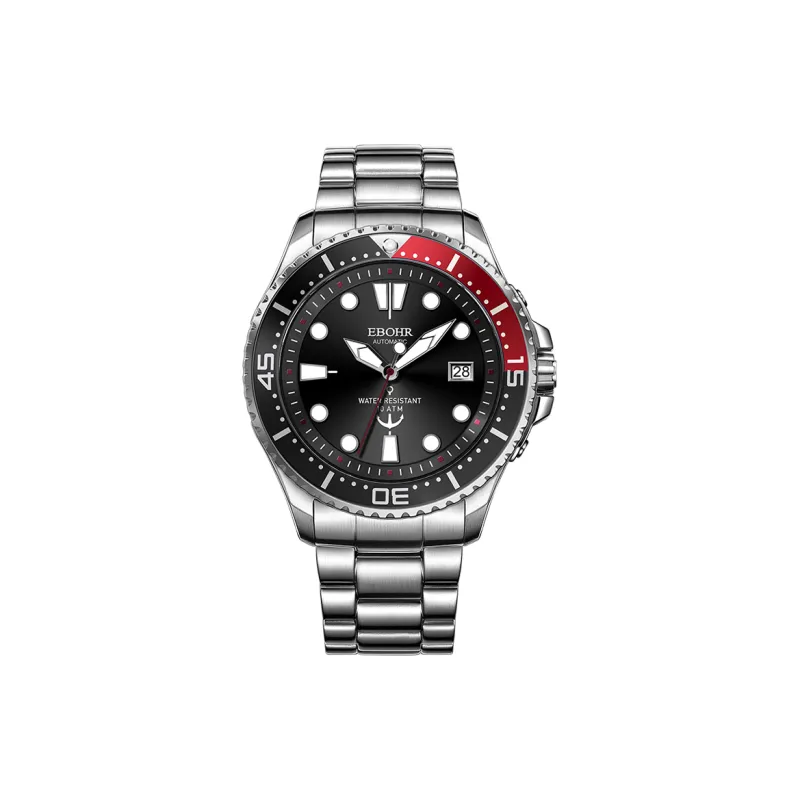 EBOHR Explorer Collection Mechanical Movement Stainless Steel Strap Watch Men's Watches Black Dial-0