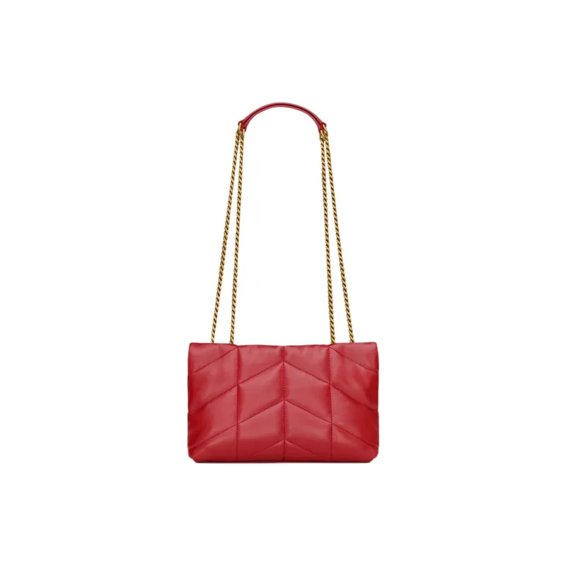SAINT LAURENT PUFFER Nappa Sheepskin Envelope Bag, Portable Crossbody Bag, Shoulder Bag Mini Women's Alluring Red-3