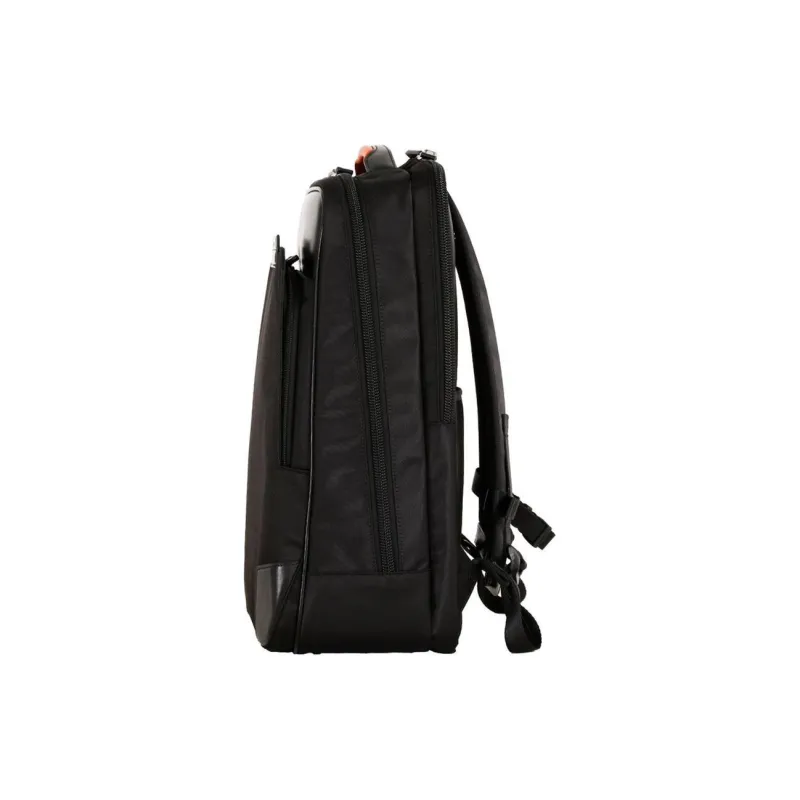 SAMSONITE Recycled Polyester Cow Leather Patchwork Backpack Large Size Unisex Black & Orange-3