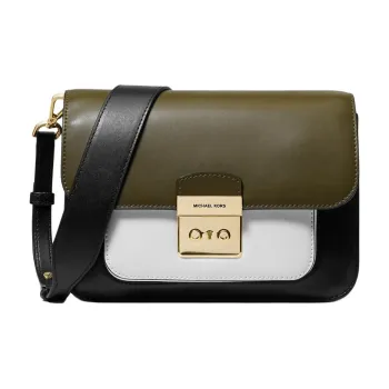 MICHAEL KORS Sloan Leather Shoulder Bag Crossbody Bag Regular Unisex Green & White & Black