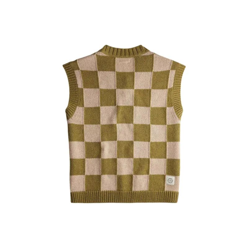COACH Sweater Vest With Checkerboard Pattern Knitwear Unisex Beige-1