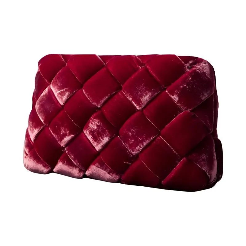 Loeffler Randall Mulberry Silk Blended Cotton One Shoulder Crossbody Clutches Medium Size Women's Red-1