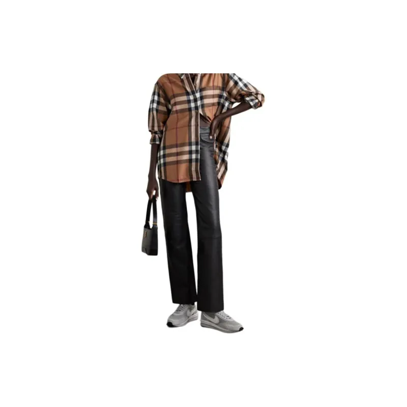 Burberry Check Wool Oversized Shirt 'Birch Brown'-1