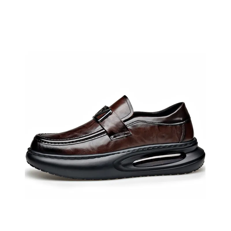 Xiwencha Men's Casual Shoes Men Low Top Black/Brown-5