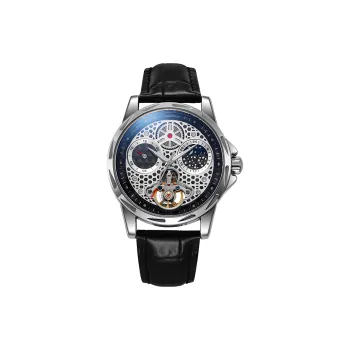 Dulunwe Automatic Mechanical Movement Leather Watch Bands Watch Men's Watches Cut Out Dial