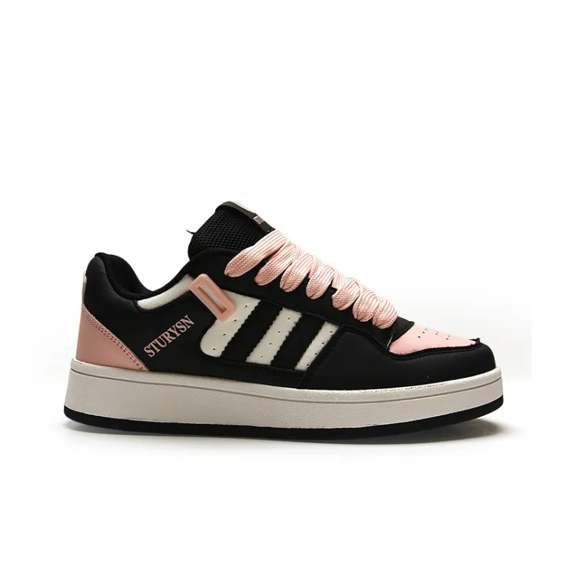 STUR YSN Wear resistant And Lightweight Low Top Skateboard Shoes Unisex Black Pink-3