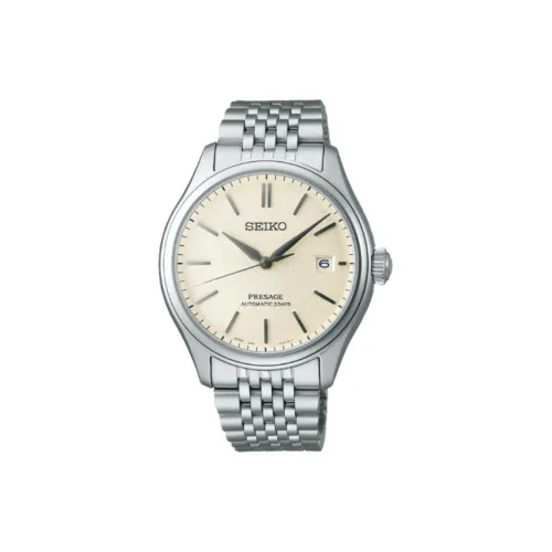 SEIKO Presage Series Automatic Mechanical Movement Stainless Steel Strap Watch Men's Watches White Dial