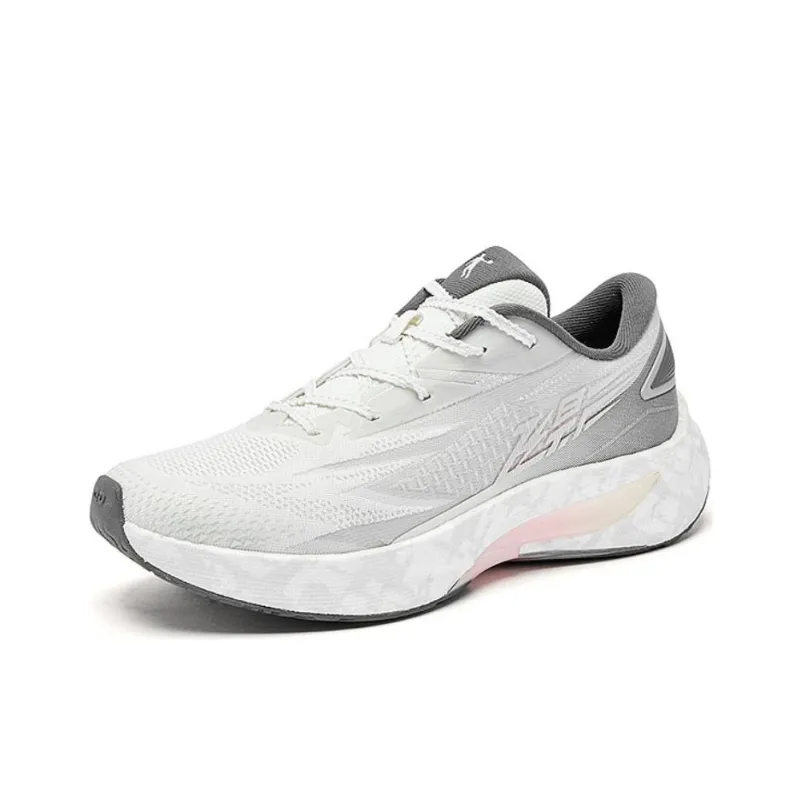 QIAODAN Flying Shadow 4.0 Cushioned Slip Resistant Low Top Casual Running Shoes Women's White Gray-2