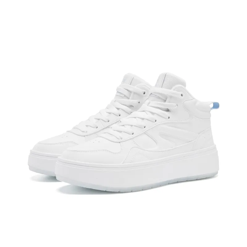QIAODAN Skateboard Shoes Women's High Top Jordan White/Sunlight Blue-2