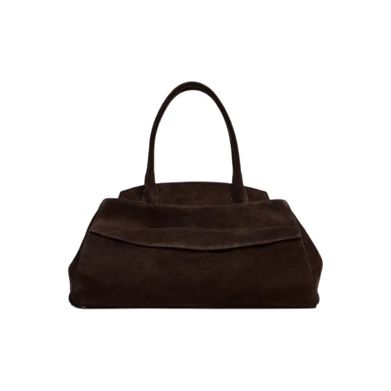 ZARA Cow Leather Shoulder Bag Women's Brown-0