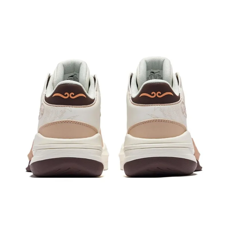 Erke Battery Panda 3V2 Anti Slip Wear Resistant High Top Skateboard Shoes Women's Microcrystal White Apricot-3