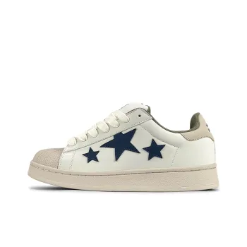 LuzaoT SUPER DRAG Shell Head Anti Slip And Wear Resistant Lightweight Low Top Skateboard Shoes Unisex Beige White Blue