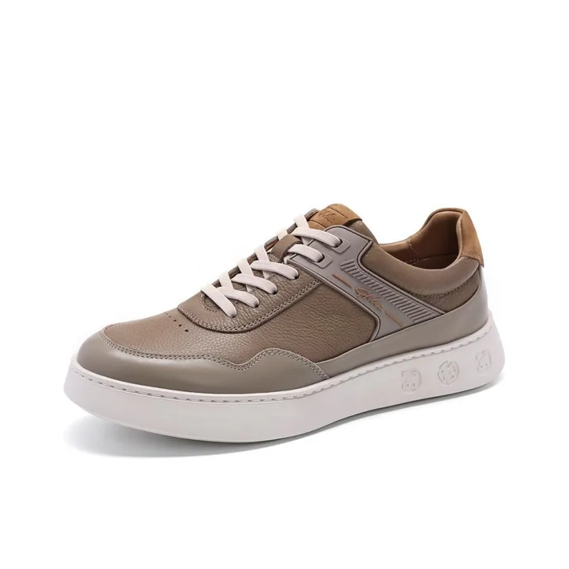 Satchi Slip Resistant Cushioning Wear Resistant Lightweight Breathable Low Top Skateboard Shoes Men's Khaki 4CM-1