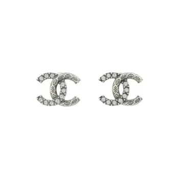CHANEL Metal Earrings Women's Silver