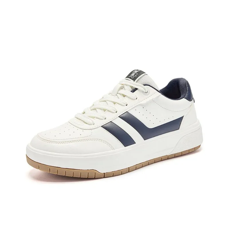 QIAODAN Anti Slip Wear Resistant Low Top Skateboard Shoes Men's White Blue-2