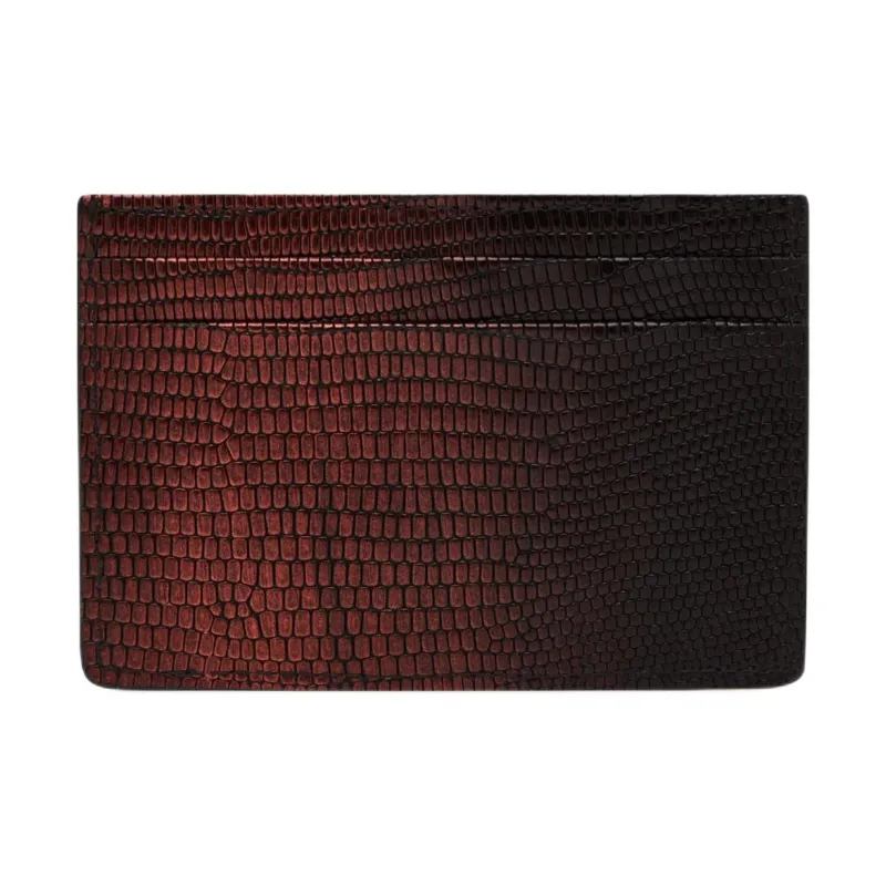 Strathberry Crocodile Embossed Cow Leather Card Holder Women's Chestnut-1