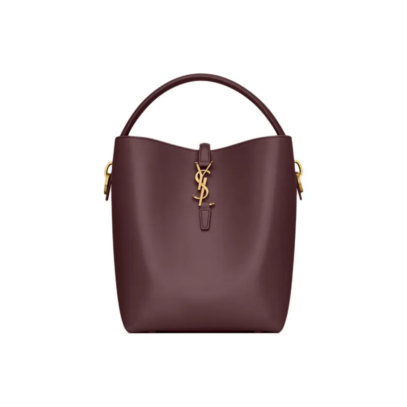 SAINT LAURENT Cow Leather Bucket Bag, Shoulder Bag, Crossbody Bag, Handbag Women's Cabernet Sauvignon Red-0