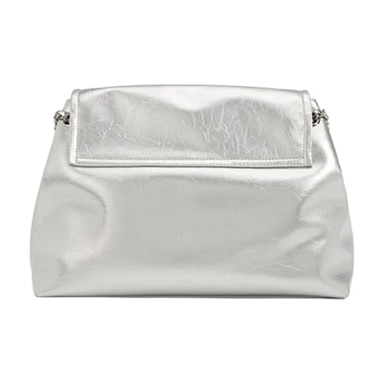 DEERE JACK Cow Leather Chain Bag, Shoulder Strap Pad, Special Shoulder Bag Women's Silver-2