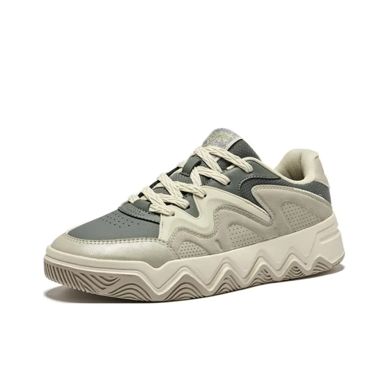 Erke Slip-Resistant Lightweight Height Increasing Low-Top Skateboard Shoes Men's Ash Green Turquoise Tea Brown-2