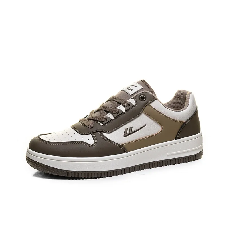 Warrior Air Force 1 Height Increasing Wear Resistant Low Top Skateboard Shoes Men's Beige Brown-1