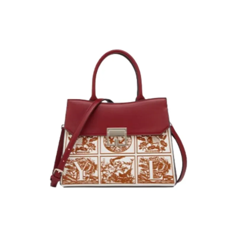 YEARCON Synthetic Leather Tote Bag, Shopping Bag, Shoulder Bag, Handbag Tubas Women's Apricot/Burgundy-3