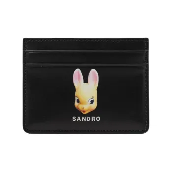 Sandro Cow Leather Card Holder Small Size Men's Black