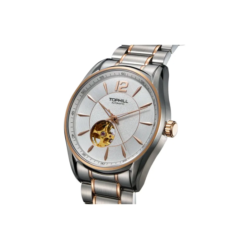 TOPHILL Automatic Mechanical Movement Stainless Steel Strap Watch Men's Watches White Dial-11