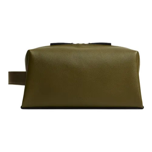 Bottega Veneta Calfskin Toiletry Bag Medium Size Men's Olive Oil & Black