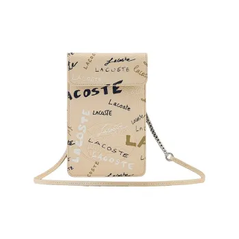LACOSTE Cow Leather Shoulder Bag Crossbody Bag Women's Oyster Gray