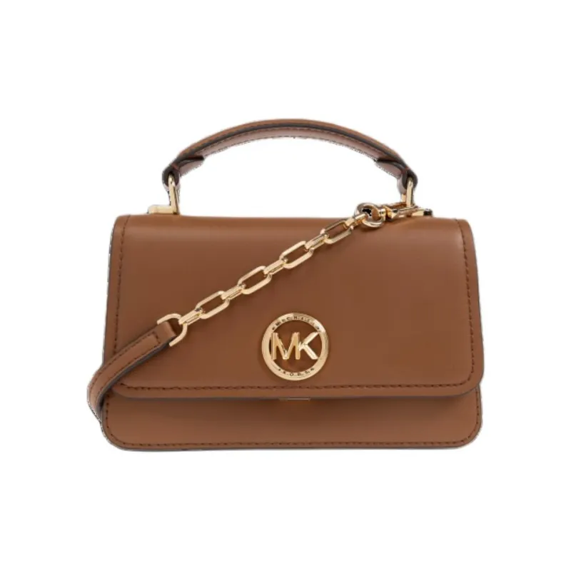 MICHAEL KORS Delancey Leather Shoulder Bag, Crossbody Bag, Handbag Women's Brown-0
