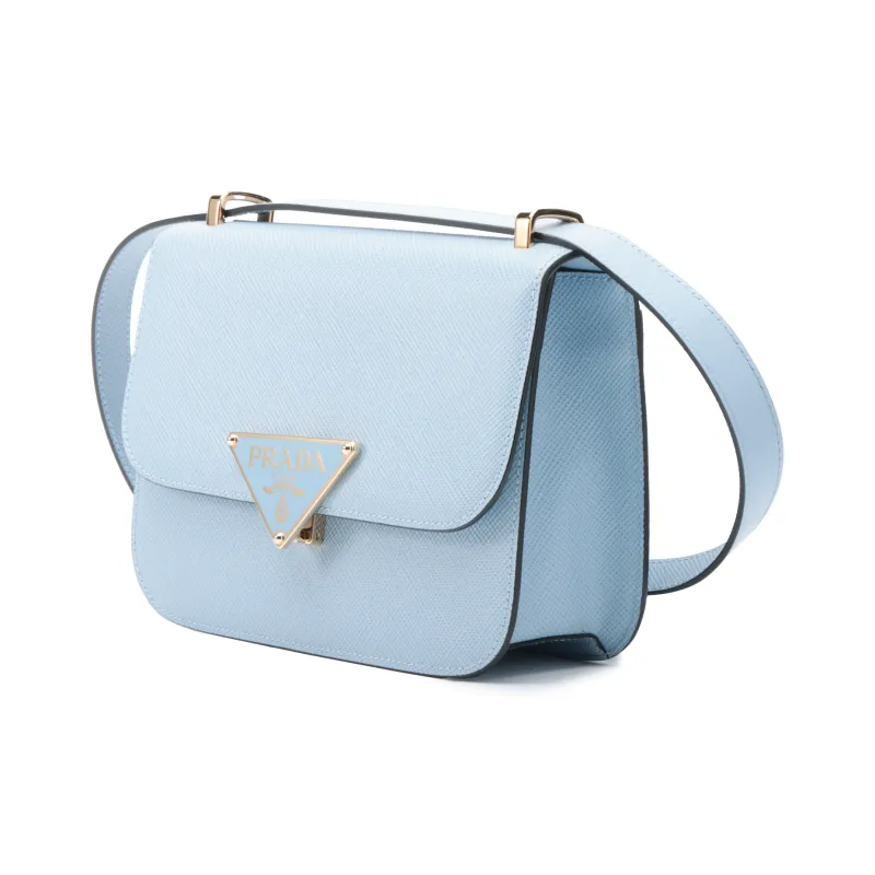 PRADA Saffiano Leather Crossbody Bag Shoulder Bag Women's Light Blue-3