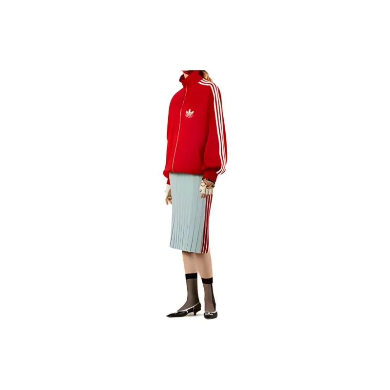 GUCCI X Adidas Cotton Jersey Zip Jacket Bright Red-1